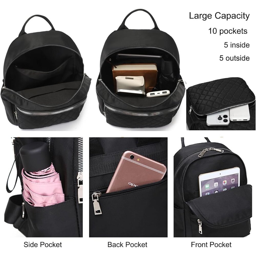 Durable Water-Resistant Backpack With Quilted Des… - image 4